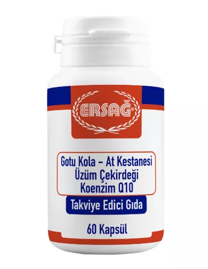 Ersağ Gotu Kola, At Kestanesi, Üzüm Çekirdeği, Koenzim Q10 - 60 Kapsül